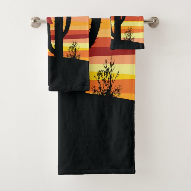 Geometric desert sunset bath towel set (Insitu)