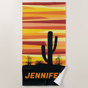 Geometric desert sunset beach towel