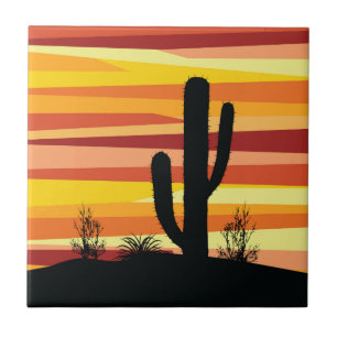 Geometric desert sunset ceramic tile