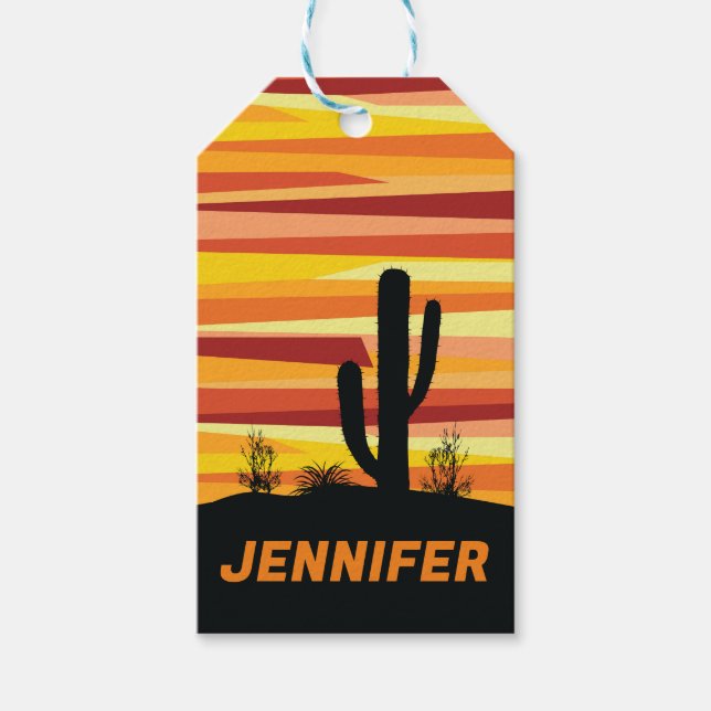 Geometric desert sunset gift tags (Front)