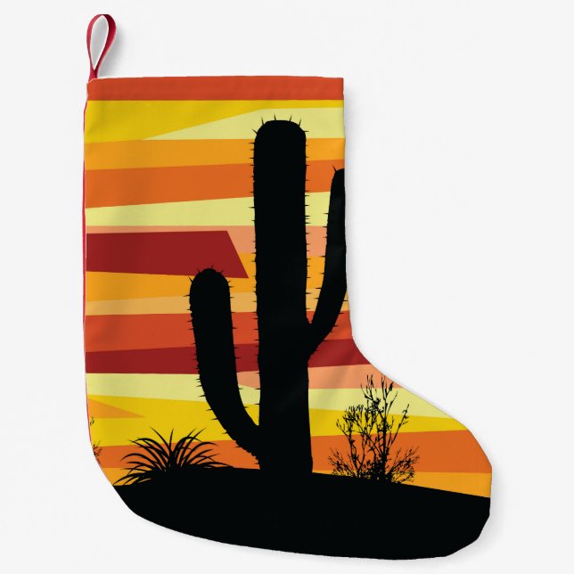 Geometric desert sunset small christmas stocking (Front)
