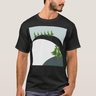 Geometric Design Christmas Tree On Snowy Mountain T-Shirt