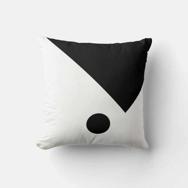 Geometric Design Circle Triangle Black and White Cushion (Front)