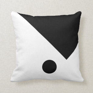 Geometric Design Circle Triangle Black and White Cushion