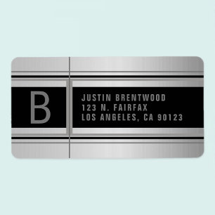 Geometric Design Faux Metal Return Address Label