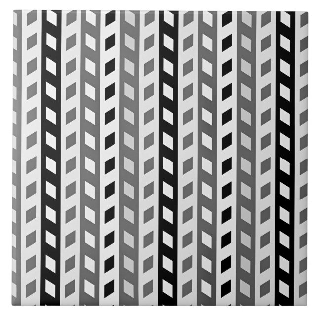 Geometric Design, gray, black, white, Ceramic Tile (Front)