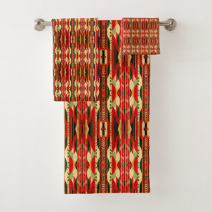 Geometric Design in Desert Colours Bath Towel Set