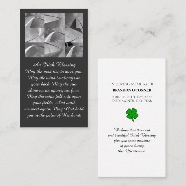 Geometric Design Irish Blessing White Gray  Business Card (Front/Back)