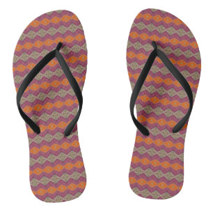 Geometric design orange purple beige thongs
