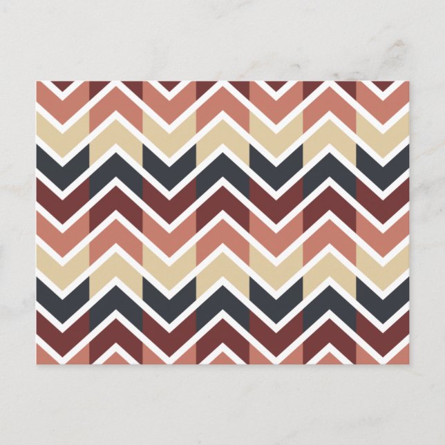 Geometric Designs Colour Wine, Teal, Beige, Salmon Postcard (Front)