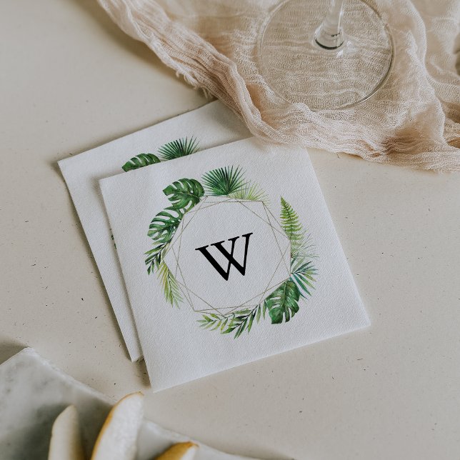 Geometric Destination Monogram Wedding Napkin (Creator Uploaded)