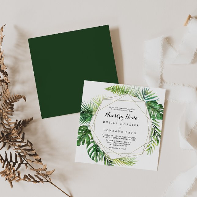 Geometric Destination Nuestra Boda Wedding Invitation (Creator Uploaded)