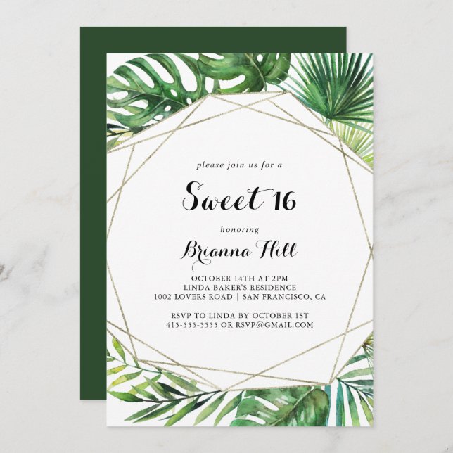 Geometric Destination Sweet 16 Birthday Party Invitation (Front/Back)