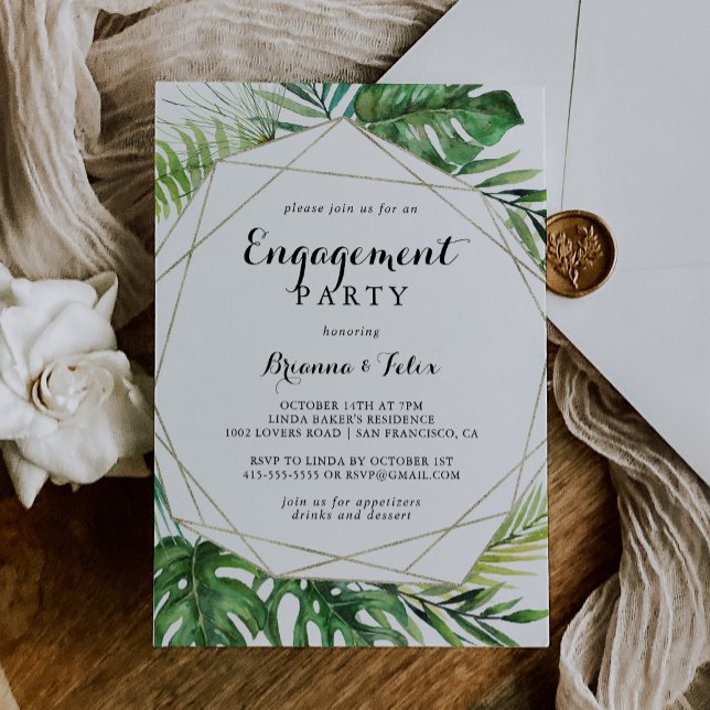 Geometric Destination Tropical Engagement Party Invitation (Creator Uploaded)