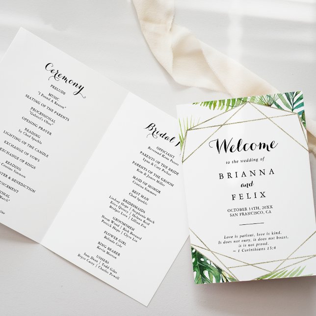 Geometric Destination Tropical Folded Wedding Program (Creator Uploaded)