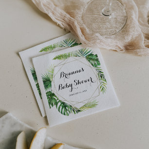Geometric Destination Tropical Green Baby Shower Napkin