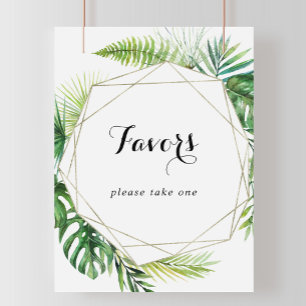 Geometric Destination Tropical Green Favours Sign