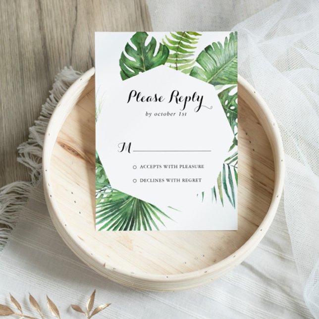 Geometric Destination Tropical Greenery RSVP (Creator Uploaded)