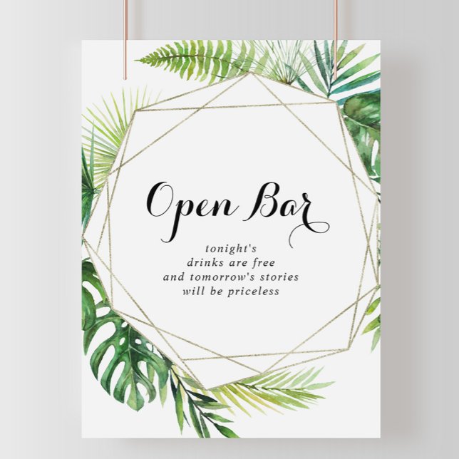 Geometric Destination Wedding Open Bar Sign (Creator Uploaded)