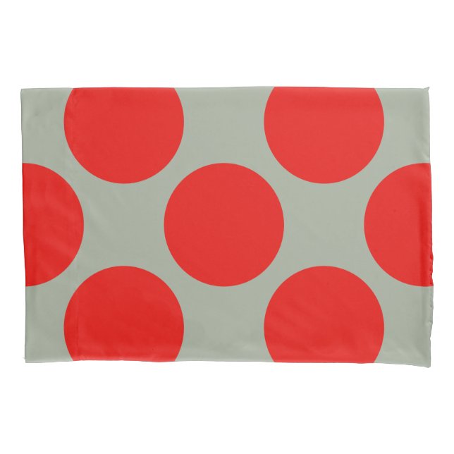 Geometric Diagonal Red Polka Dots on any Colour Pillowcase (Front)
