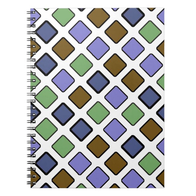 Geometric Diagonal Squares Blue Notebook (Front)