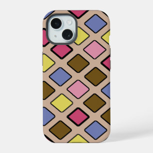 Geometric Diagonal Tiles on any Colour iPhone 15 Case