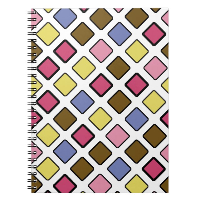 Geometric Diagonal Tiles Pink Notebook (Front)