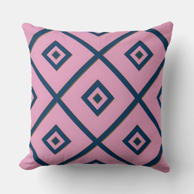 Geometric Diamond Grid Pattern Cushion (Front)