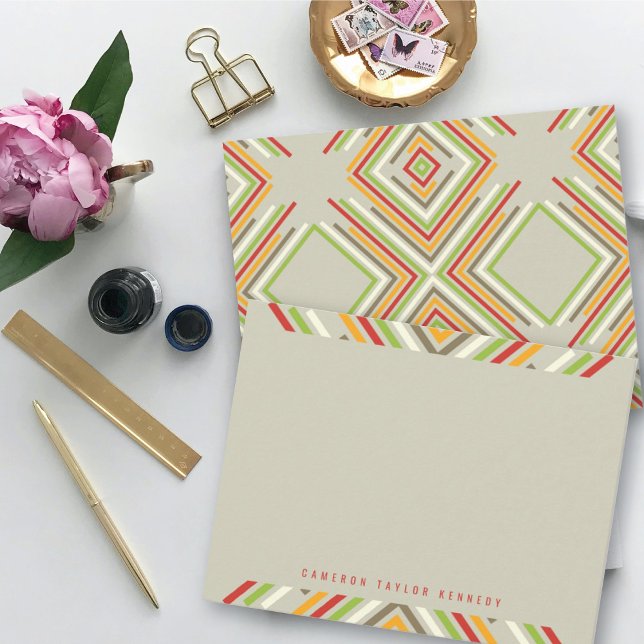Geometric Diamond Mod Stripes Modern Graduation Thank You Card (Creator Uploaded)