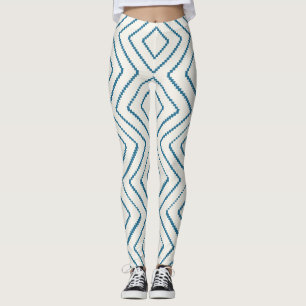 Geometric Diamond Pattern Nautical Blue Design Leggings