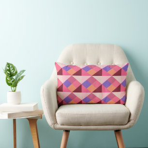 Geometric Diamond Pattern – Pink & purple Lumbar Cushion