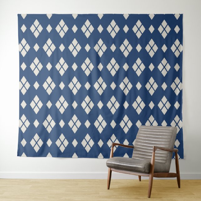 Geometric Diamond Pattern Tapestry (In Situ (Horizontal))