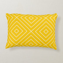 Geometric Diamond Pattern Yellow Throw Pillow
