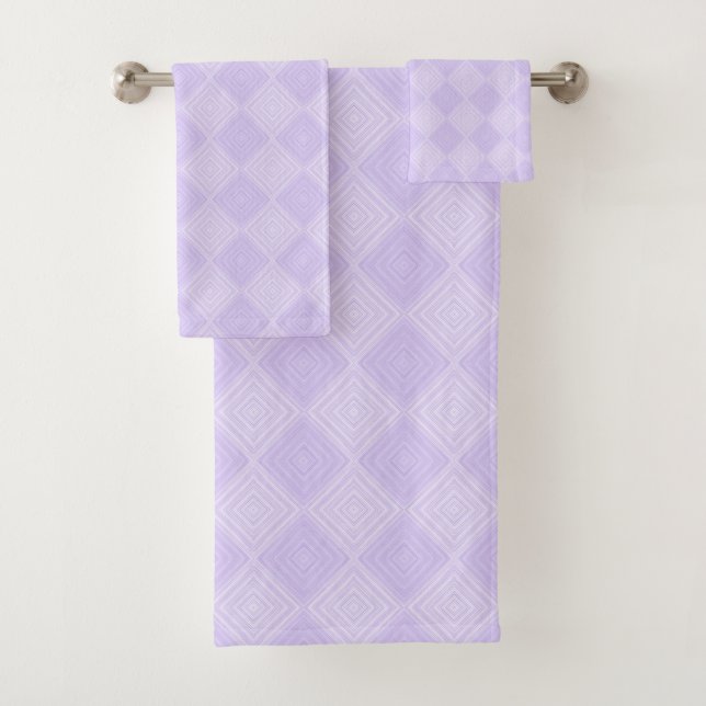 Geometric Diamond Purple And Lilac Bath Towel Set (Insitu)