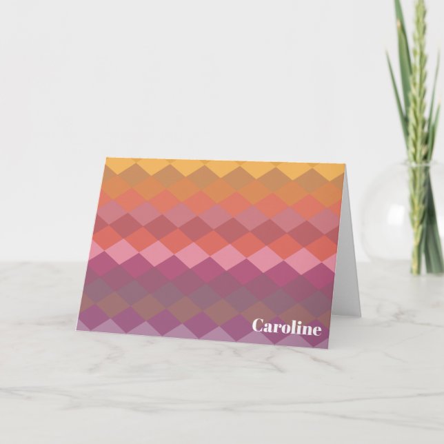 Geometric Diamond Shapes in Muted Colours with Nam Card (Front)