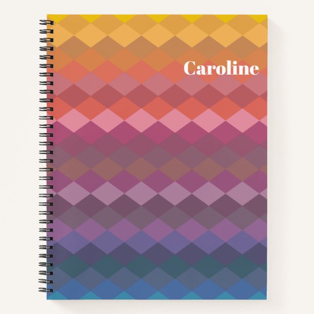Geometric Diamond Shapes in Muted Colours with Nam Notebook (Front)