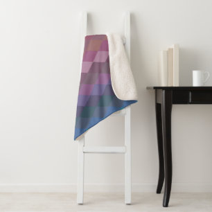 Geometric Diamond Shapes in Muted Rainbow Colours Sherpa Blanket
