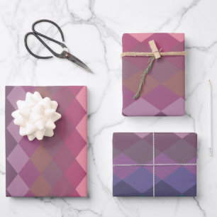 Geometric Diamond Shapes in Muted Rainbow Colours Wrapping Paper Sheet