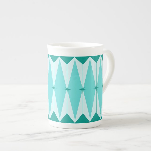Geometric Diamonds & Starbursts Bone China Mug (Front Right)