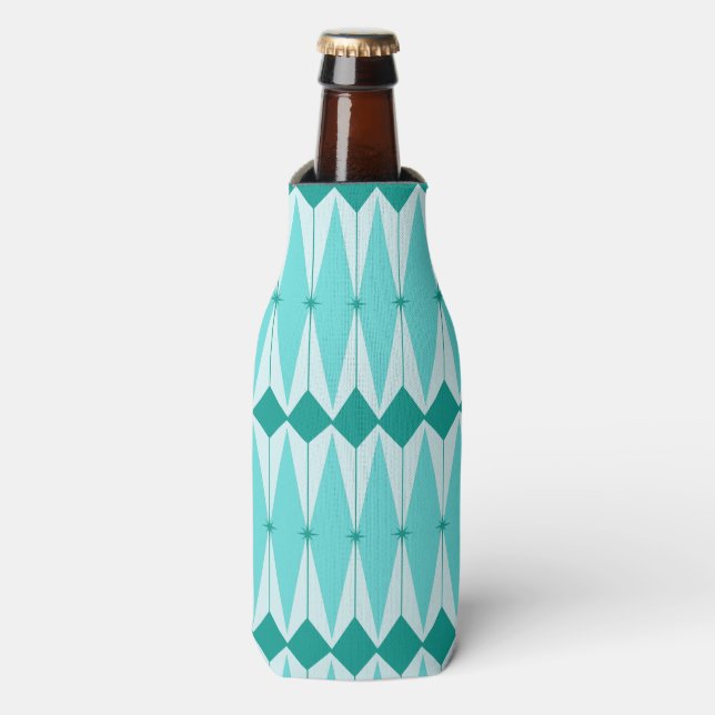 Geometric Diamonds & Starbursts Bottle Opener Cooler (Bottle Front)