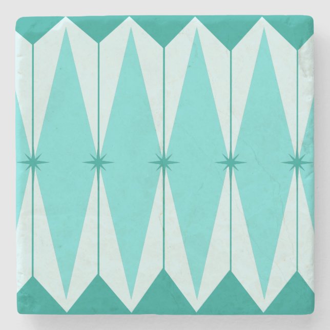 Geometric Diamonds & Starbursts Stone Coaster (Front)