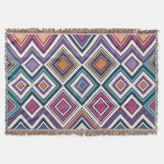Geometric Diamonds Throw Blanket (Front)
