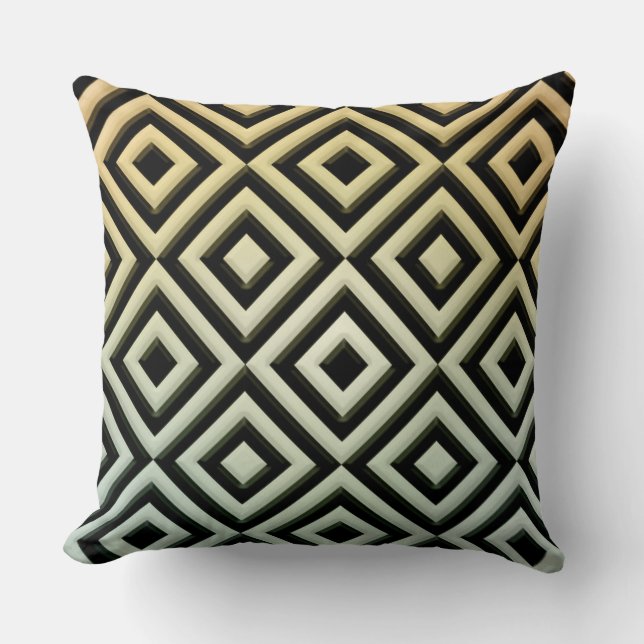 Geometric Diamonds Yellow & Green Cushion (Front)
