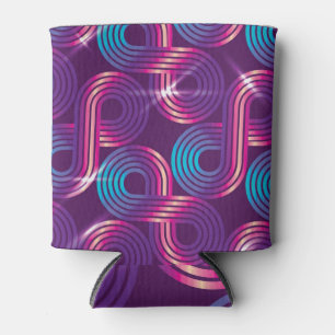 Geometric Disco Style Vintage Pattern Can Cooler