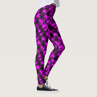 Geometric Distressed Neon Magenta Pattern Leggings