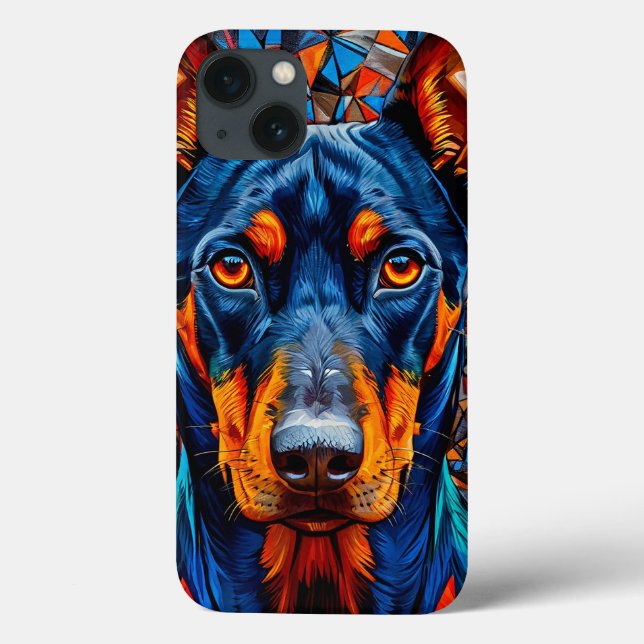 🐾 Geometric Doberman Elegance ✨ Modern Abstract Case-Mate iPhone Case (Back)