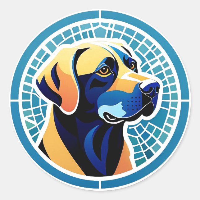 Geometric Dog Head Logo Emblem Classic Round Sticker (Front)