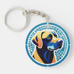 Geometric Dog Head Logo Emblem Key Ring