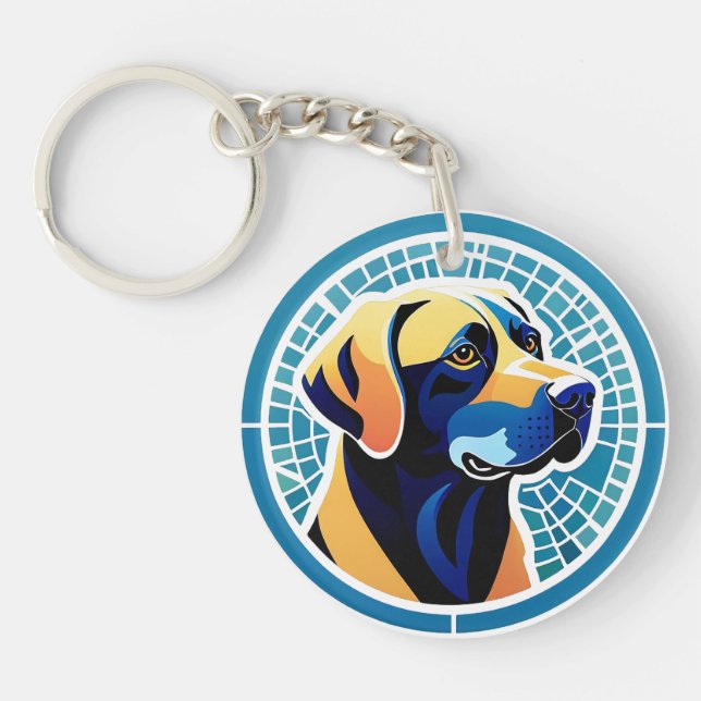 Geometric Dog Head Logo Emblem Key Ring (Front)