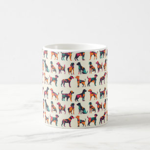 Geometric dog silhouettes design coffee mug